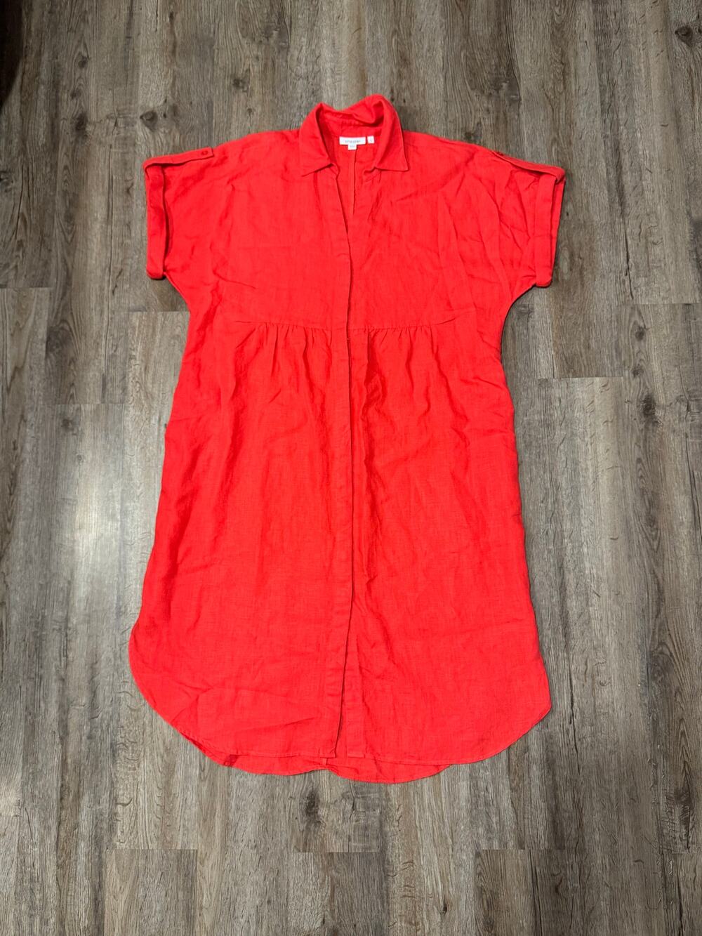 Chicos Women’s Linen Roll Tab Dolman Midi Dress Size 8